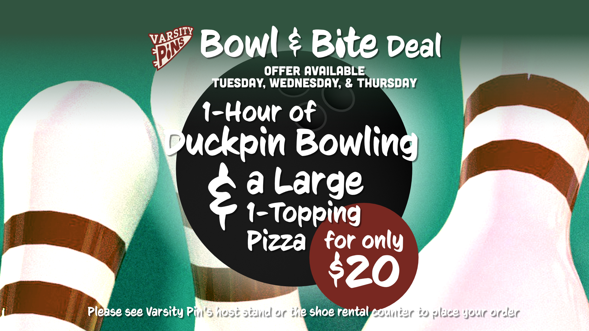 Bowl & Bite - Bowling & Pizza Summer Deal